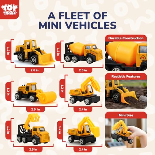 Image of TOY Life 28 PCS Construction Toys for boy Age 3-5, Small Construction Vehicles, Sandbox Toy for Boys, Small Construction Car Truck Excavator Party Favors Gifts for Boys