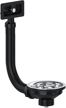 PlumbEZ 1  40mm Stainless Steel Basket Strainer Waste with Square Overflow   113mm Flange, Removable Strainer Plug & Fixing Screw   Kitchen Sink Waste Fitting