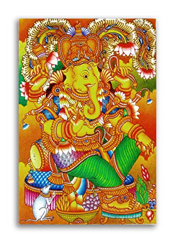 Image of Tamatina Kerala Mural Art Canvas Painting|Sri Ganesh|Art|Size-13X9 Inches.c129