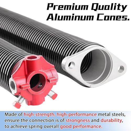 Image of Pair of 2 inch Garage Door Spring (0.225X2 inchX24 inch) with Winding Bars, L&R | For Standard Residential Garage Doors, Black-Coated, Oil-free & Easy DIY, Includes User Manual & Gloves, Min 16,000 Cycles