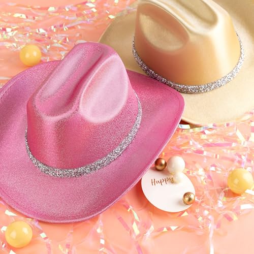 Image of Cowboy Hat for Women Bling Diamond Party Disco Cowgirl Hat | Shimmery Finish, Adjustable Strap Inside, Western Birthday Party, Music Festival and Concerts, Cowboy Costumes Accessories