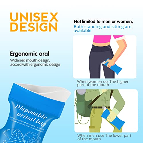 Moodooy Disposable Emergency Urinal Bag, 8 Pack Portable Camping Pee Bags, Travel Pee Bags, Traffic Jam Portable Urine Bag, Vomit Bags, For Men Women Kids Children Patient (8 Pack (Blue)) #TOP1