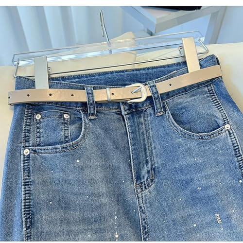 Rhinestone Jeans Men Sparkly Striped Jeans with Belt Shiny Vintage Straight Wide Leg Uncuffed Denim Pants3