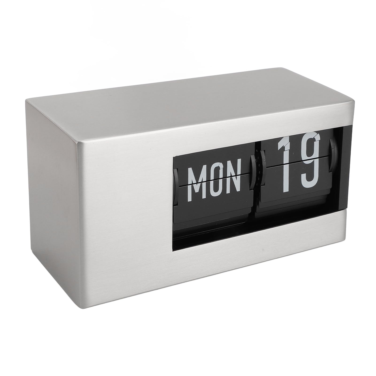 SIXRUN Orologio Digitale Ribaltabile, Calendario Unico Ed Elegante, Orologio Decorativo da Scrivania per la Casa, con Ripiano, Acciaio Inossidabile in PVC (SILVER)