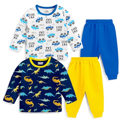 Image of Kuchipoo Kids Regular Fit Cotton T-Shirts and Pyjamas Set