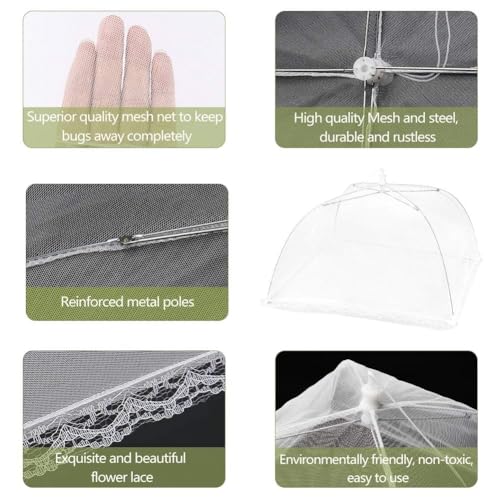 Image of Food Cover for Outside 2Pcs Food Tent Fruit Cover Pop-Up Food Nets Outdoors Mesh Screen Collapsible 17 Inch Net Protectors for Outdoors Parties Picnics BBQs Keep Out Flies Bugs.(White /2)