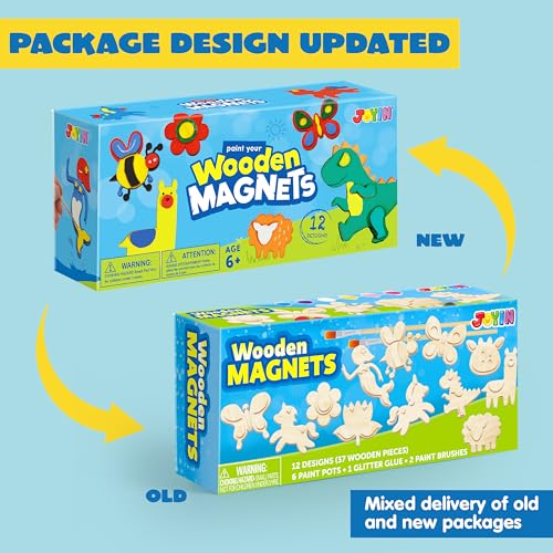 image for JOYIN 12 Wooden Magnet Creativity Arts & Crafts Painting Kit for Kids,