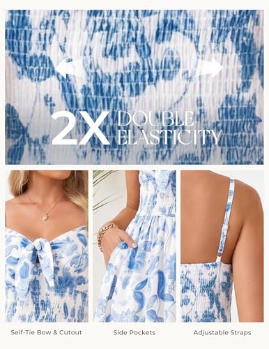 Image of GRACE KARIN Womens Maxi Floral Sundresses Summer Beach Boho Dress Spaghetti Strap Dresses Casual Fashion Clothes with Pockets