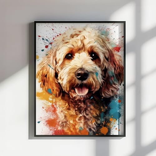 Affiche aquarelle abstraite de chien 20x30 cm pour salon
