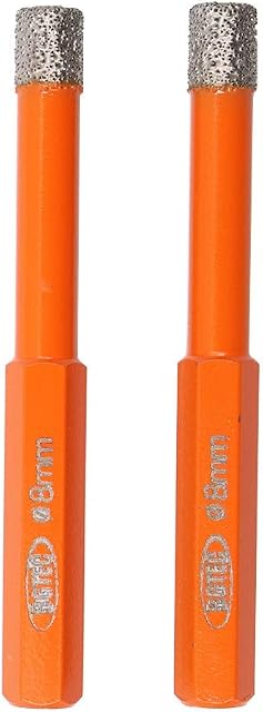 BGTEC Dry Diamond Drill Bits 2pcs 8mm Hex Shank for Granite Marble Porcelain Tile Ceramic