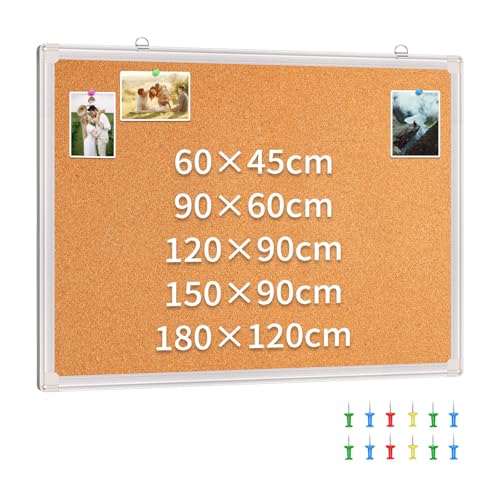 Tableau liège mural 60x45 cm maxtek avec cadre aluminium pour bureau
