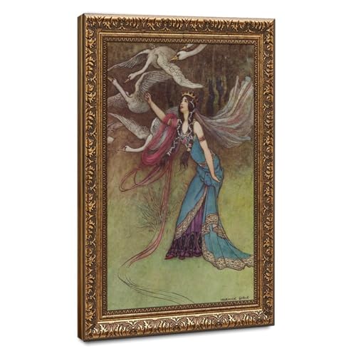 Posters sur toile grues de Warwick Goble 30,5x45,7 cm avec cadre à suspendre