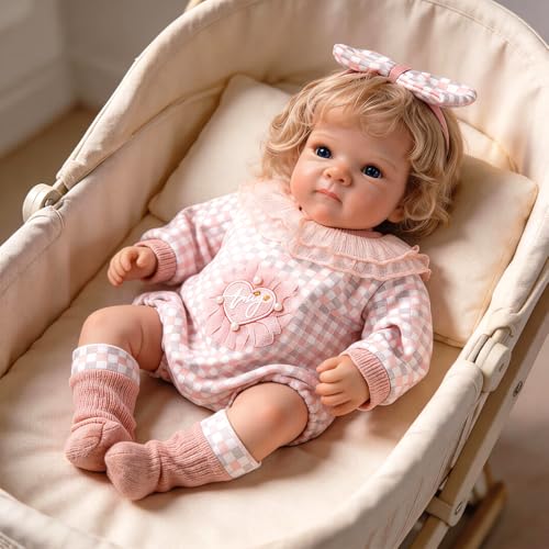 Muñeca bebé llorón de 18 pulgadas rubia ojos azules miniatura 1