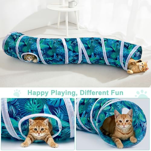 Image of Glittme Cat Tunnel, Cat Tunnels for Indoor Cats, S-Shape Peekaboo Cat Cave with Cat Toys, Foldable Cat Tubes and Tunnels for Cats, Rabbit, Puppy, Guinea Pig