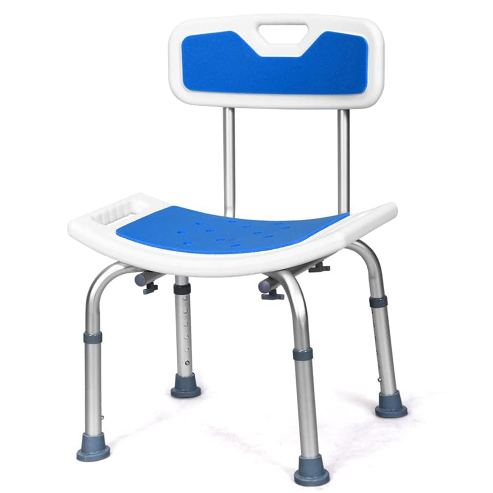 Taburete De Ducha Antideslizante Asiento De Baño Regulable En Altura 6 Posiciones Silla De Ducha con Respaldo para Personas Mayores Movilidad Reducida Banqueta Ducha