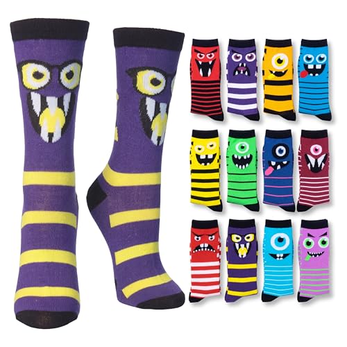Image of Tipi Toe Women's Fun Patterned Dress Socks, 12-Pack Lightweight Colorful Crew Socks, Casual Novelty Assorted Designs