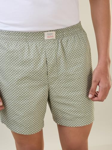 Image of SleepZ by Raymond Men Regular Fit Print Pattern Pure Cotton Flat Front Boxer