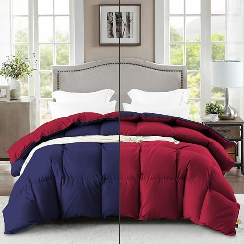 Image of Fluffy 600 GSM Winter Comforter Double Bed Size 90 inchX100 inch - 600 GSM Heavy Winter Quilt Microfiber Rajai /Duvet /Blanket Super Soft Double Bed - Navy Blue /Burgundy Color