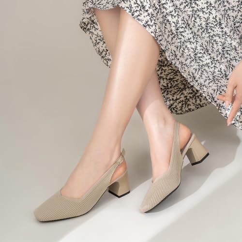 Womens Slingback Heels Square Toe Comfortable Chunky Heels Pumps Sexy Low Block Heel Wedding Dressy Work Office Shoes2