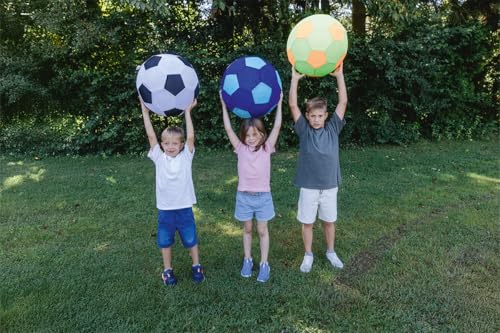 PiNAO XXL Mesh Ball mit Pumpe, 50 cm Durchmesser, Netzball für Kinder und Erwachsene, Farbvarianten Blau/Weiß-Schwarz/Grün-Orange