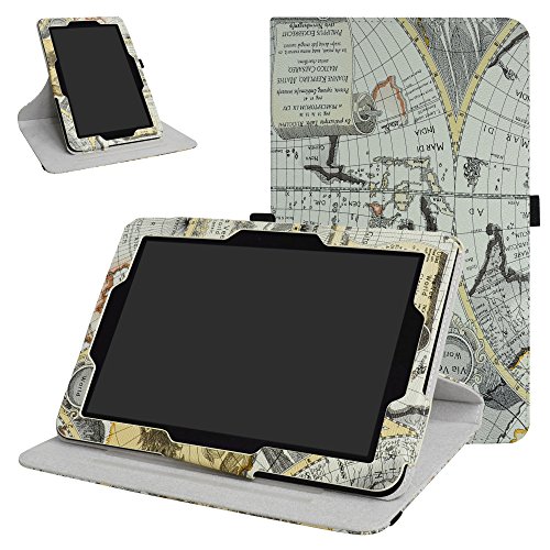 Verizon Ellipsis 10 Rotating Case,Mama Mouth 360 Degree Rotary Stand with Cute Cover for 10.1" Verizon Ellipsis 10 Android Tablet,Map White