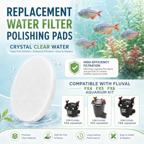 Image of Fine Filter Water Polishing Pads for Fluval FX4 FX5 FX6,12 Pack | Extra Thick Micro-Fine Polyester,White Color ,Filter Media Canister Aquarium Quick Clear Pads,,Promotes Healthy Water
