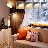 YICAIZI Stehlampe Wohnzimmer, 42W Deckenfluter mit Leselampe, 4200LM LED Stehlampe Dimmbar mit 2700K-6500K Farbtemperatu, Moderne Standleuchte mit Fernbedienung & Touch-Steuerung, Silber