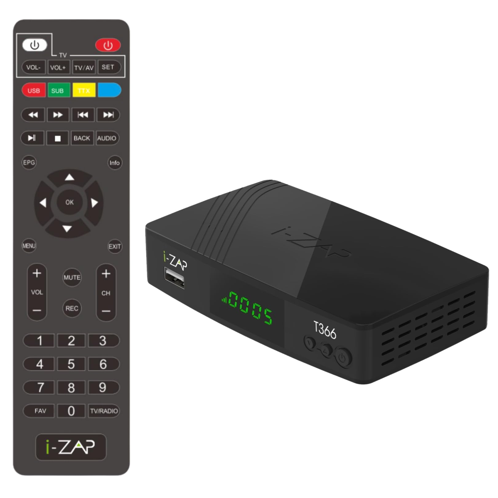 T366, Decodeur TNT HD 2025 DVB-T2 avec Télécommande Universelle, Decodeur TV HDMI/SCART/USB/Ethernet, Boîtier TNT avec Mise à Jour USB et Lecteur multimédia