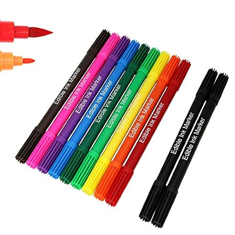 Food coloring Pens, 11Pcs Double Sided Food Grade and Edible Marker,Gourmet Writers for Decorating Fondant,Cakes, Cookies, Frosting, Easter Eggs, Thick Tip and Fine Tip, 10 Colors, by Edibleink