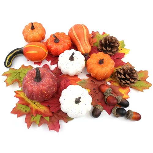 36PCS Mini Artificial Pumpkins Fall Decor Set - Realistic Small Fake...