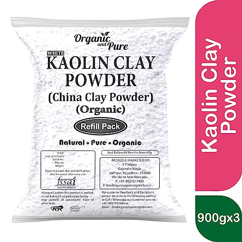 Image of Kaolin Clay Powder, Kaolin Powder for Skin Whitening Face Hair Acne, White Clay Powder, China Clay Powder, White Kaolin Clay for Skin Whitening Face Hair Acne, Light Kaolin Powder (Refill Pack) 2700g