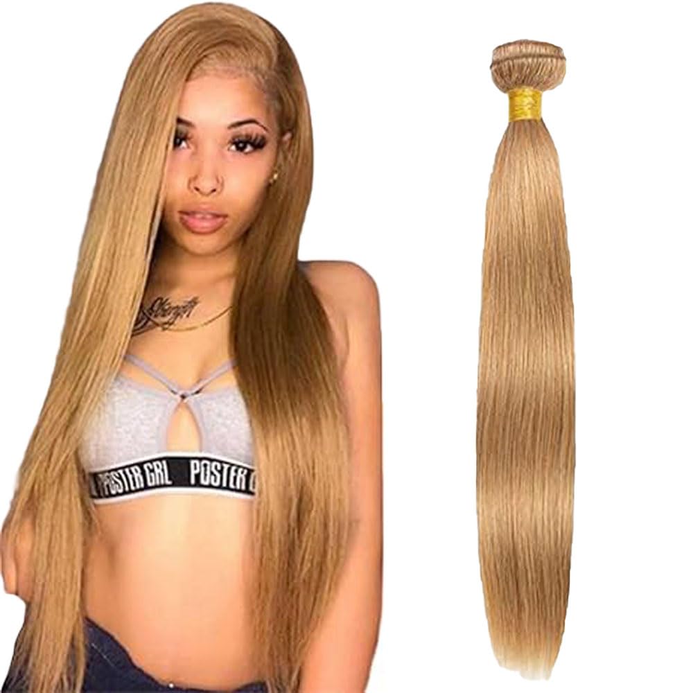 View 1 of #27 Honey Blonde Human Hair Bundles 10 Inch Color 27 Bundles Human Hair Extension Straight 1 Bundle Honey Blonde Unprocessed Brazilian Virgin Hair 100G/PCLPNO516072353