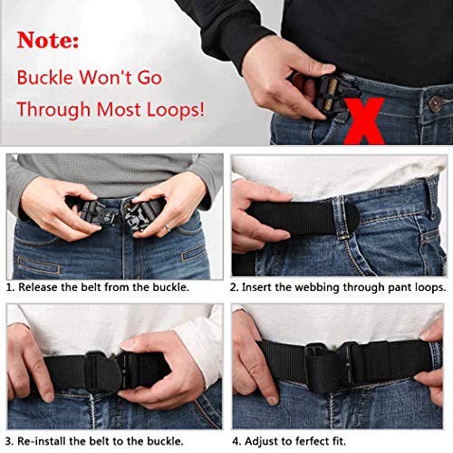 MOZETO Nylon Belt, Tactical Military Style Quick Release Work Belt, Outdoor Hiking Casual Web Belts for Men V-Ring Magnetic Buckle