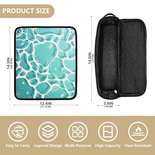 Bolsa de viaje para herramientas de cabello resistente al calor con cierre magnético y tapete resistente para planchas y rizadores, color menta miniatura 4