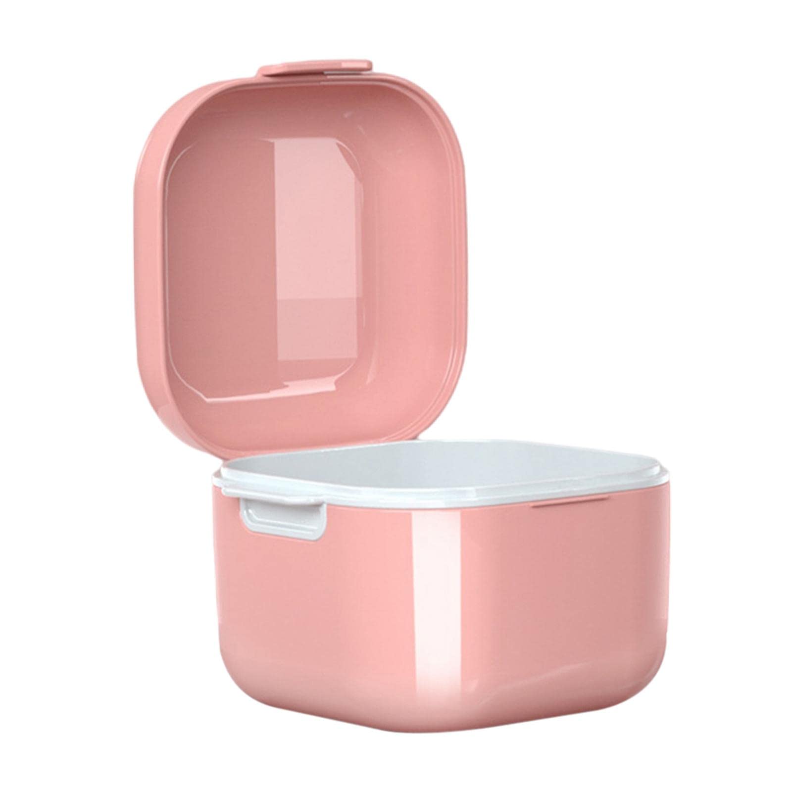 Denture Case w/Strainer Basket Bath Cleaning Soaking for Night Guard Pink-image-47