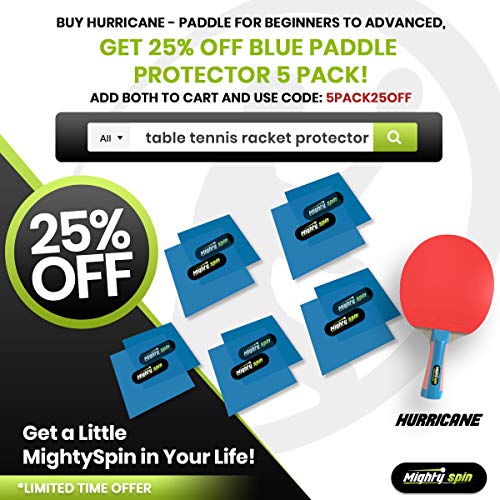 image for MightySpin Hurricane Table Tennis Paddle Ping Pong Paddle with Free E-