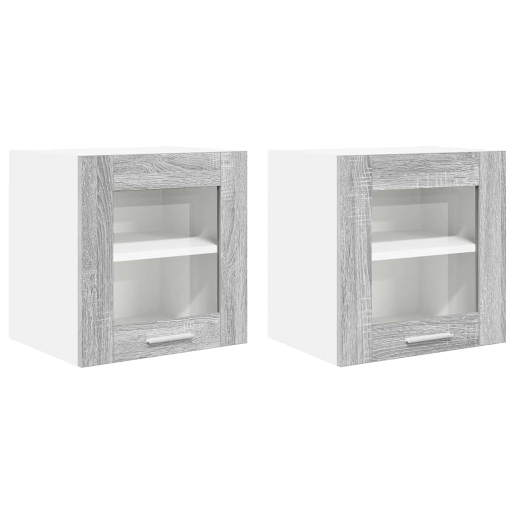 Tomostar 2 Stück Küchenoberschrank, Hängeschrank, Wandschrank, Küche mit Tür, 2 Stück, Sonoma-Grau, 40 x 31 x 40 cm