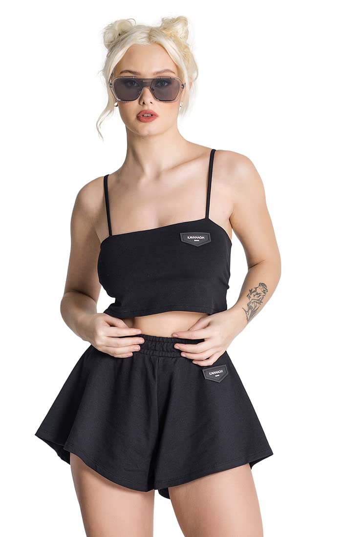 Gianni KavanaghWomens Black Reverse Crop Top T-Shirt