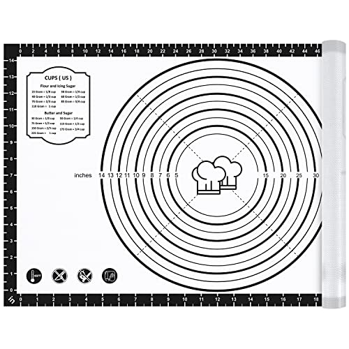 Image of Silicone Baking Mat,26 inch x 16 inch Non-slip Dough Rolling Pastry Mat Non Stick Baking Sheet Mat with Measurement Cookies,Macarons,Bread