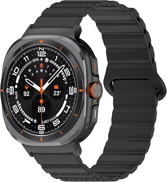 GETSABLE Magnetic Band Compatible with Samsung Galaxy Watch 7 Ultra 47mm Band, Sport Silicone Strap Strong Magnet Link with Stainless Steel Adapter for Men and Women - Black (B0DCP7LTTP) Amazon Price History, Amazon Price Tracker