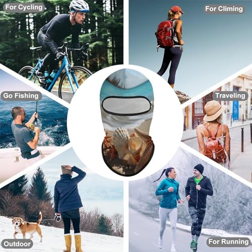 Balaclava con Estampado de Conchas y Estrellas del Mar para Hombres y Mujeres, Máscara Facial de Protección Solar Transpirable con Cubierta Completa de Cabeza para Senderismo, Ciclismo, Correr, Conducción miniatura 6