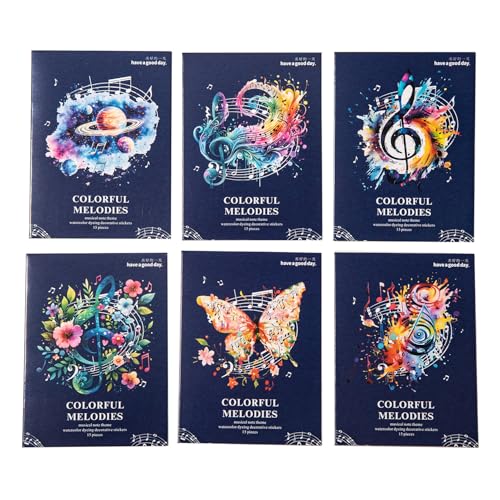 Alideco 90枚 フレークシール コラージュ 素材 ペーパー 素材紙 レースユートピアステッカーレトロ水彩画の色合い、音符。 海外韓国 シール帳 ,メモ用紙ノート素材、日記装飾用品 (caisedexuanlv)