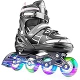 ANPASSEN AN IHRE WACHSENDEN FÜSSE: Die Inline-Skates lassen sich einfach per Knopfdruck einstellen. Diese Skates wachsen nahtlos mit Ihren Kindern und bieten jahrelang eine perfekte Passform. Die Rollschuhe können problemlos auf bis zu 3 Größen eingestellt werden.