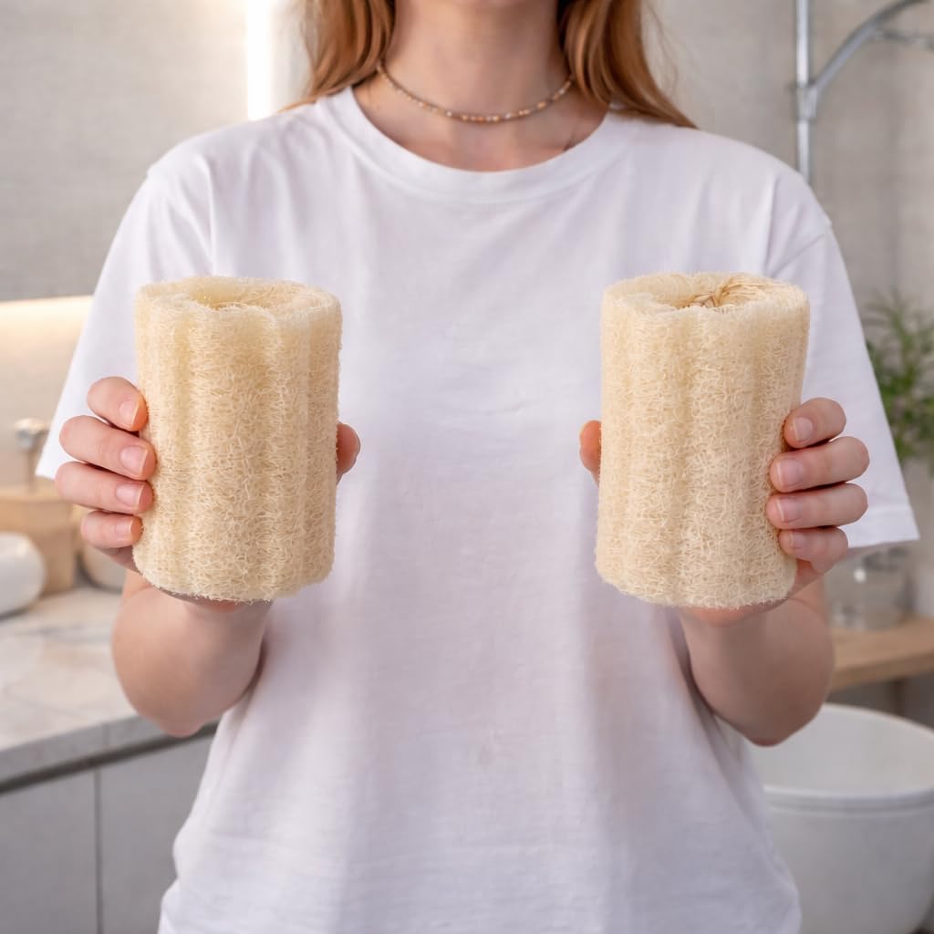 Éponge de bain naturelle en loofah (4, 12-15 cm)