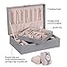 BEWISHOME Jewelry Box Organizer with 4 Watch Case Removable Tray Watch Jewelry Box Organizer for Women Men, Velvet Jewelry Boxes for Earring Ring Bracelet Watch, PU Leather Grey SSH07H