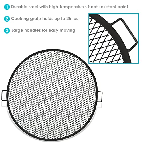 Sunnydaze X-Marks Fire Pit Grill Cooking Grate - Outdoor Round Campfire Bbq Rack - Campfire Cooking Grill - Portable Outside Camping Cookware - Heavy-Duty Steel Construction - 37.5-Inch #TOP3