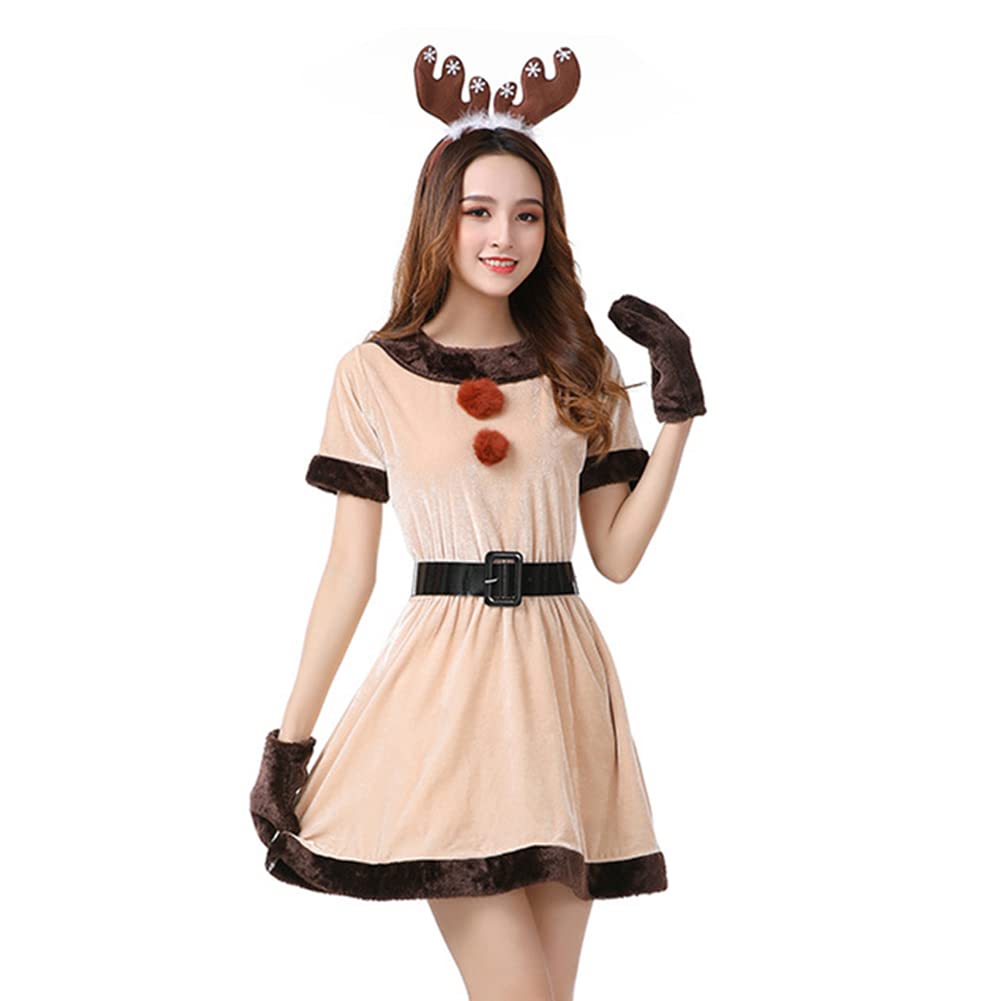 [Formemory] クリスマス サンタコス タイトワンピース クリスマスコスプレ レディース セクシー トナカイ コスプレ トナカイ コスプレ ランキング トナカイ 着ぐるみ サンタ コスプレ 衣装 クリスマス 仮装 3点セット オフショル