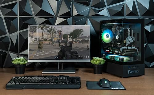 Image of ViprTech Stryker 1.0 Gaming PC - Intel i5-9400F (4.1GHz Turbo), AMD RX 580 8GB, 16GB DDR4, 500GB SSD, WiFi BT, Win 11 Pro, RGB, Desktop Computer Prebuilt, Black