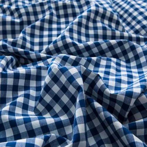 Image of LifeTB Gingham Comforter Set Full 3 Pieces Royal Blue Grid Plaid Comforter Set Soft Fluffy Checkered Pattern Comforter with 2 Pillowcases Farmhouse Gingham Bedding Comforter Full Size for All Season