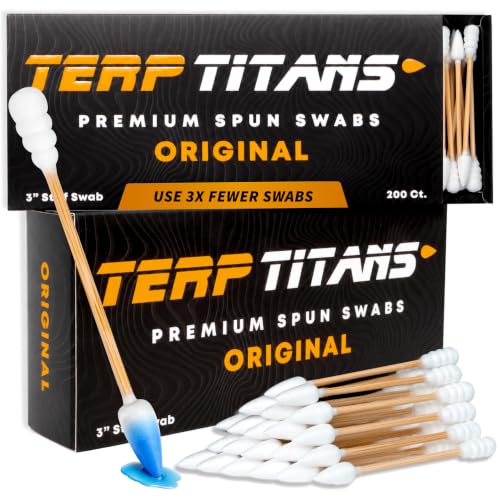 TerpTitans Original Bamboo Cotton Swabs | Dual-Tip: Spiral for Maximum Absorption & Fine Point for Pinpoint Precision | Extra Strong Lint-Free | 200 Count Box (400)